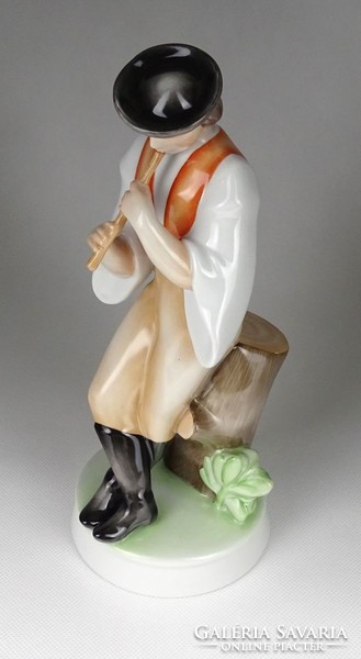 1I564 old Zsolnay flute player porcelain figurine 27 cm