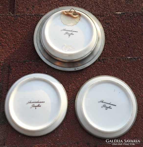 Schwarzenhammer porcelán tányér szett cink peremmel - 3 darabos !