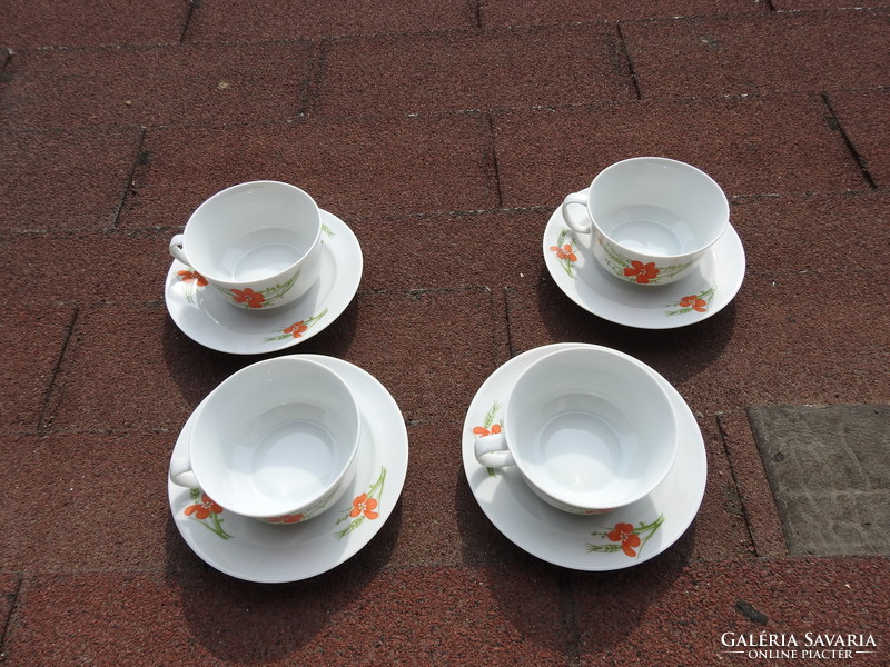 Lowland tea cup set for 4 people - with poppy and wheat pattern