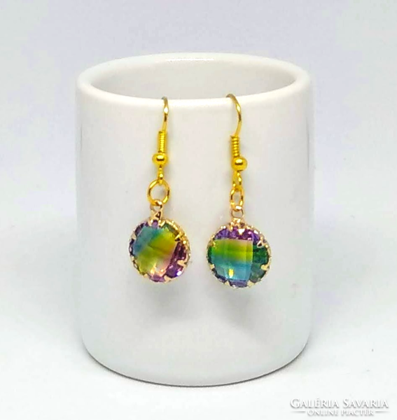 Rainbow faceted crystal earrings