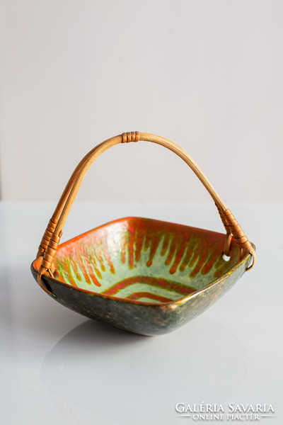 Retro ceramic bowl with rattan ears - juried