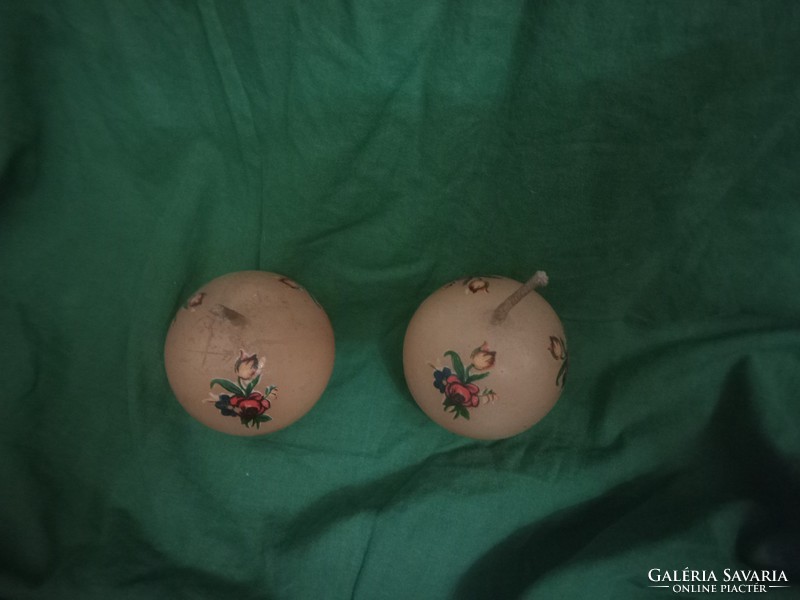 Antik virágos gömbgyertyák - 2 darab