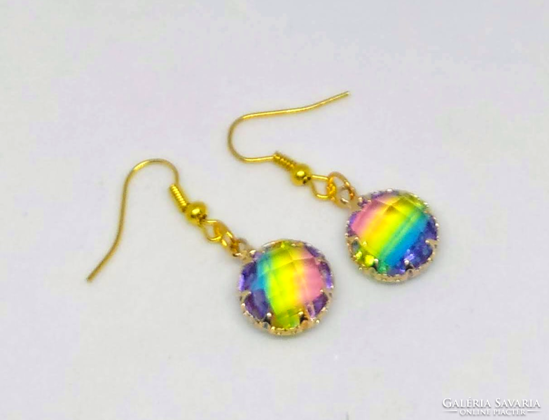 Rainbow faceted crystal earrings