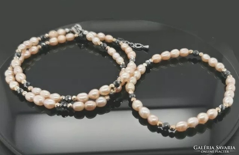 Wonderful cultured pearl hematite set new