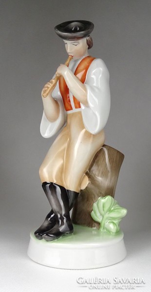 1I564 old Zsolnay flute player porcelain figurine 27 cm