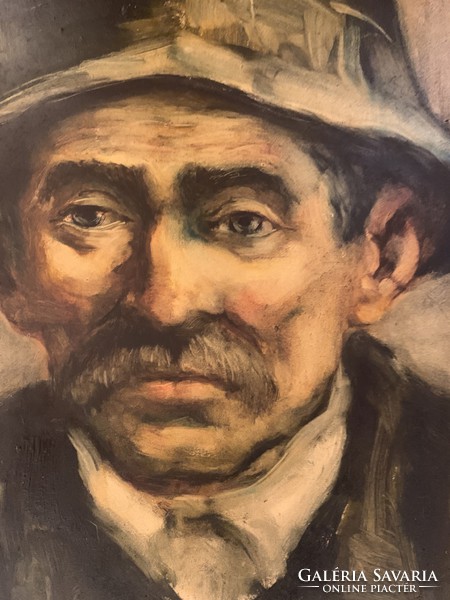 Palicz József férfi fej képcsarnok olaj festmény képkeret