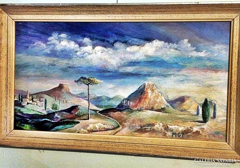 Oil picture, wood fiber, with 47x28 frame