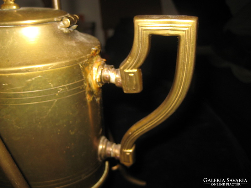 Antique tea, pouring and warming copper stand, 37 cm high, the pot is about 1 liter