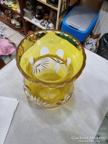 Old yellow crystal vase