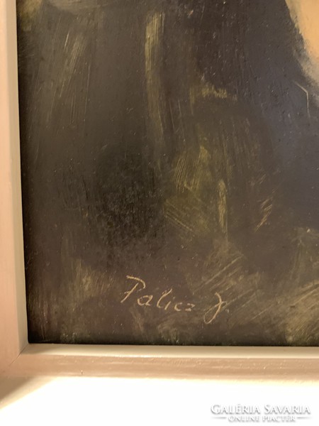 Palicz József férfi fej képcsarnok olaj festmény képkeret