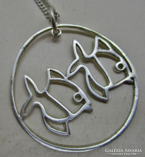 Beautiful handcrafted silver necklace with fish