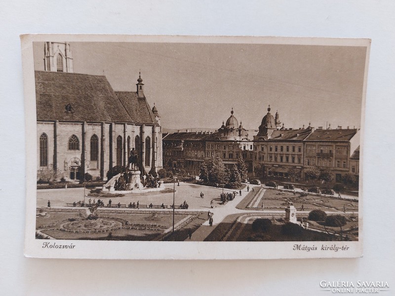 Old postcard Cluj Matthias King Square photo postcard