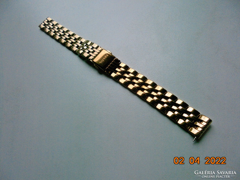 Fossil polished stainless steel gold-plated watch strap with opening structured buckle