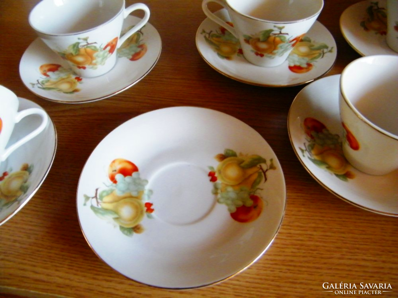 6 Personal fruit pattern cup + saucer x
