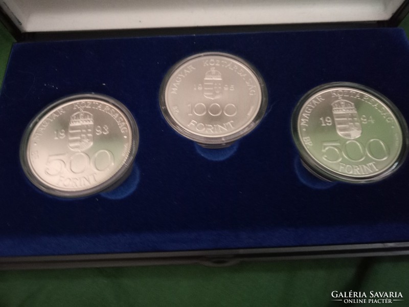 E.C.U. 1993 925 3 silver coins in gift box with certificate