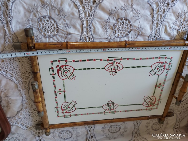 Large tray with old porcelain inserts