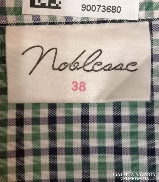 Noblesse 38 trachten, green plaid Bavarian blouse, Tyrolean traditional clothing with appliqués