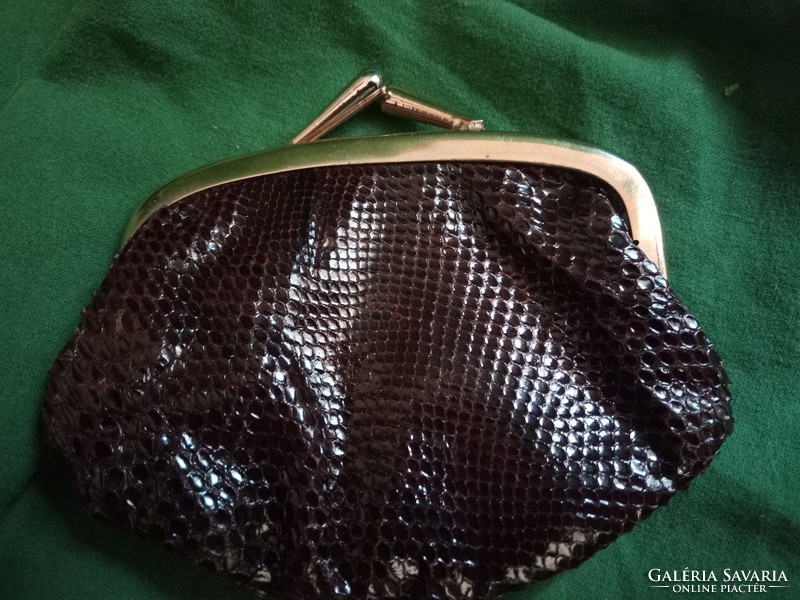 Nagyon jó állapotú barna antik kígyóbőr táska pénztárca és aprós pénztárca
