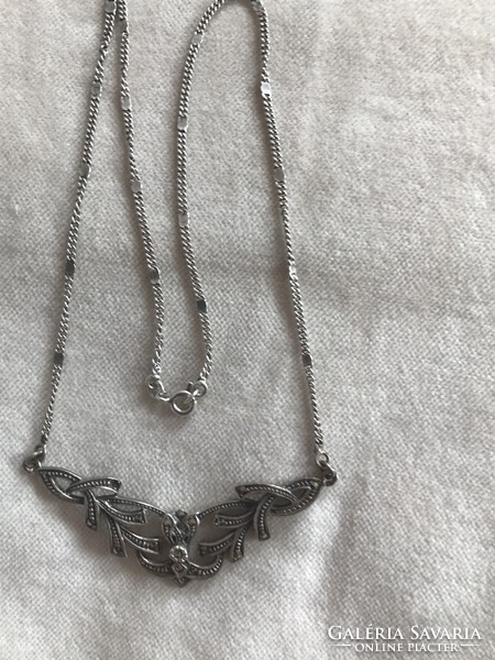 Beautiful silver necklace with marcasite