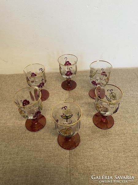 Flower pattern painted small glass cups a10