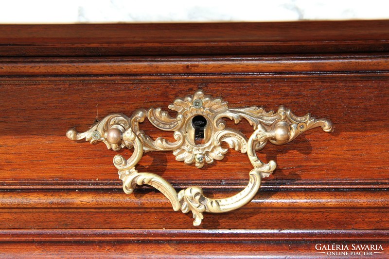 Old German marble carved chest of drawers