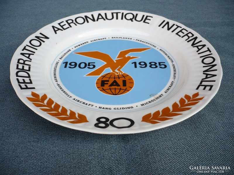 FAI-Federation Aeronautique Internationale Repülős Fali Dísztányér