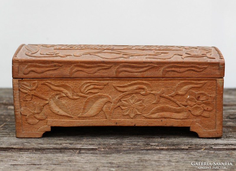 Carved wooden box - i. World War Russian front work