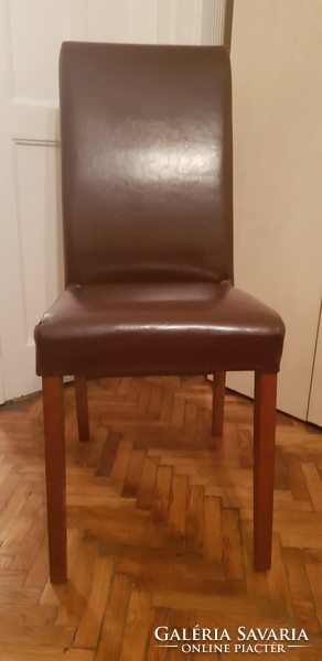 Side table with 6 burgundy leather chairs