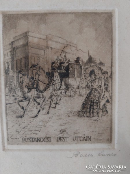 László Balla 4 etchings: the history of the Hungarian post office