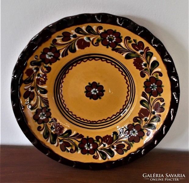 Beautiful folk crafts bowl from Hódmezővásárhely, 32 cm