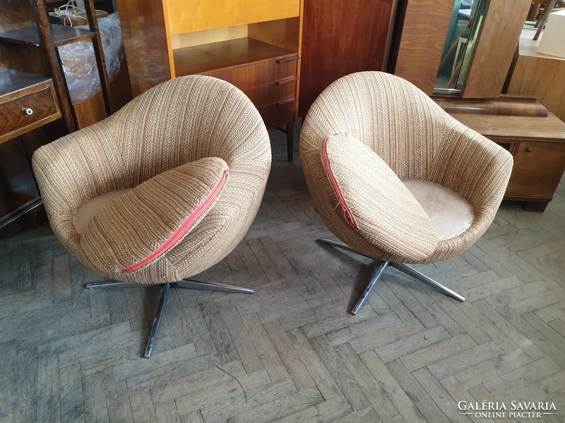 Retro régi fémvázas forgó fotel mid century kagylófotel forgófotel forgó fotel