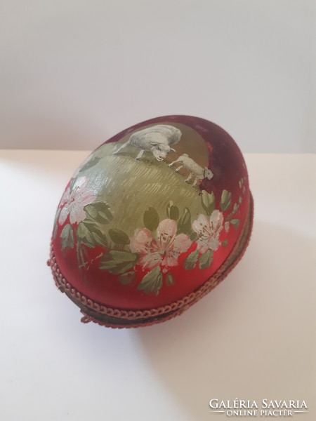 Easter! Antique lamb hand-painted silk pulp Easter egg circa 1900 12 cm