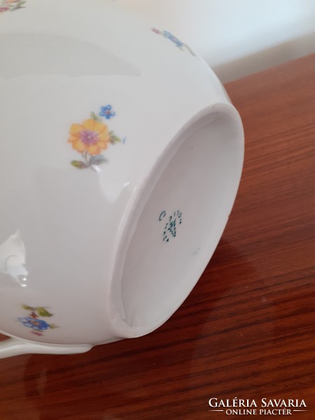 Régi Hollóházi porcelán virágos teás kanna kiöntő 2 db