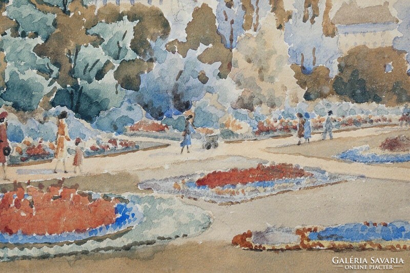 Tibai-Takács Jenőnek tulajdonítva (1876-1943) Vasárnap délután a parkban