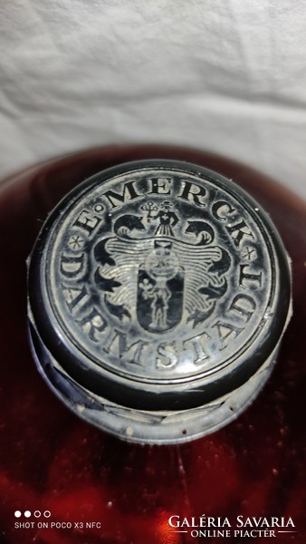 JELZETT! Vintage kapitális E. MERCK Darmstadt fragrance üveg Made in Germany illatszer parfümös üveg