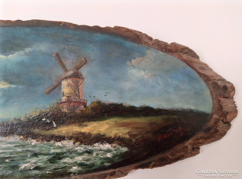 Holland fakéregre festett tájkép