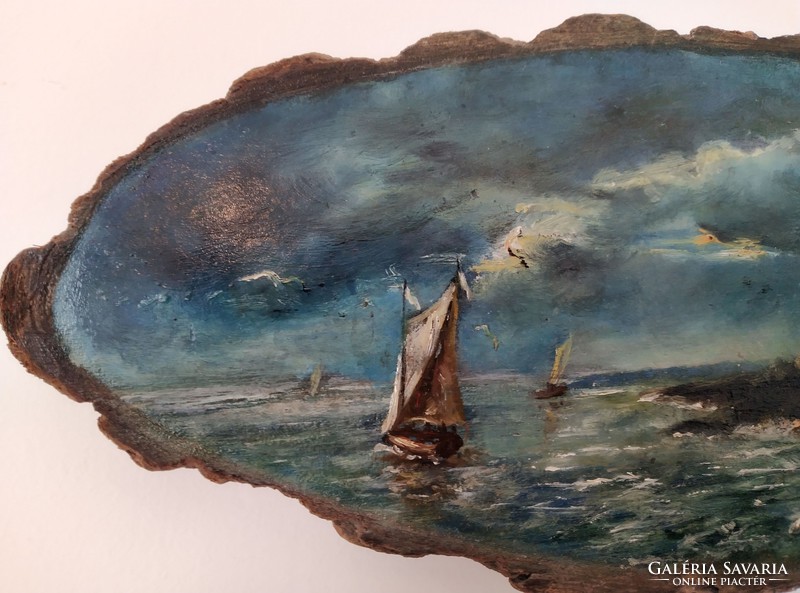 Landscape painted on Dutch bark