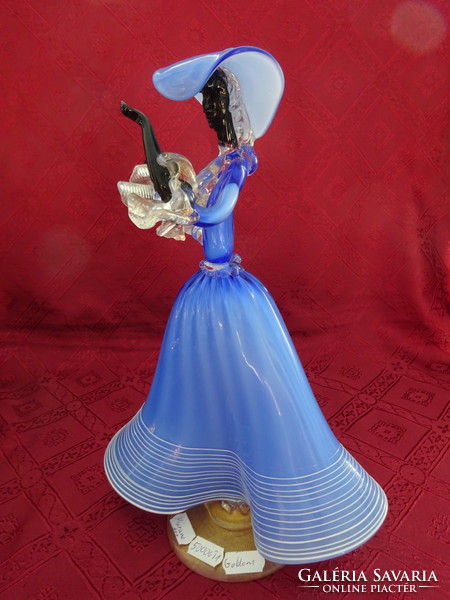 Murano glass, dancing lady in blue dress, height 30 cm. The male figure is on a different number. He has!