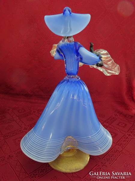 Murano glass, dancing lady in blue dress, height 30 cm. The male figure is on a different number. He has!