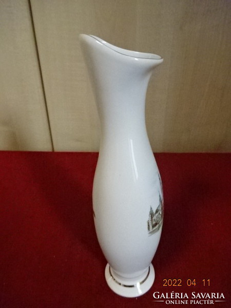 Aquincum porcelán váza, Győr felirattal és látképpel. Vanneki! Jókai.