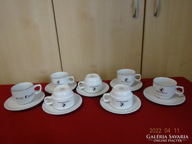 Czechoslovak porcelain teacup + placemat with julius meinl advertising sign. He has! Jókai.