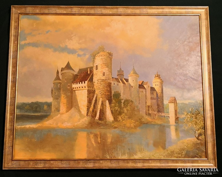 Fk/183 - huge! Painter Jenő Wagner's painting - Abandoned Castle
