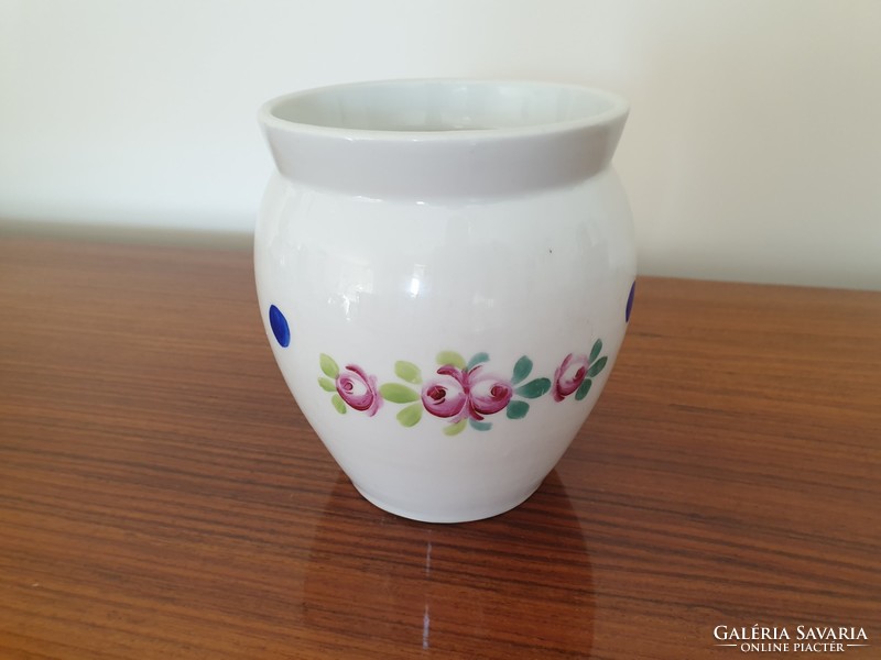 Old vintage porcelain rose-brimmed folk large koma mug silke mug