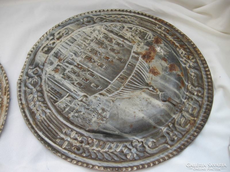 Pécs old metal souvenir decorative wall bowl