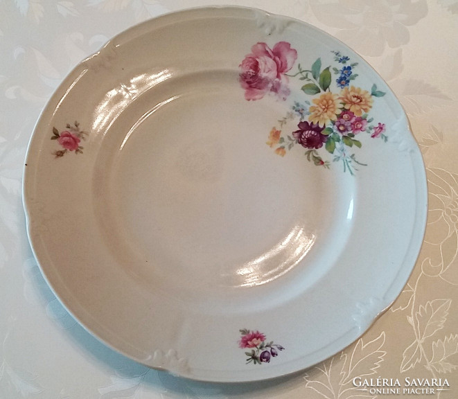 Old vintage porcelain rosy floral plate