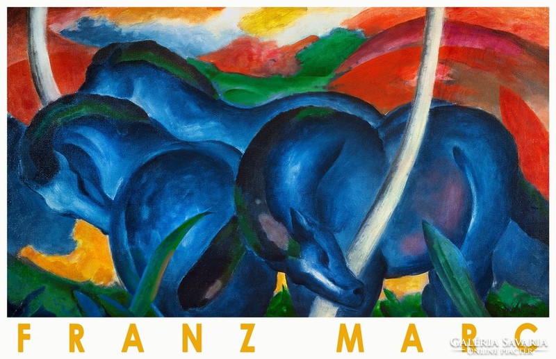 Franz Marc Big Blue Horses 1911 German Abstract Expressionist Painting Art Poster