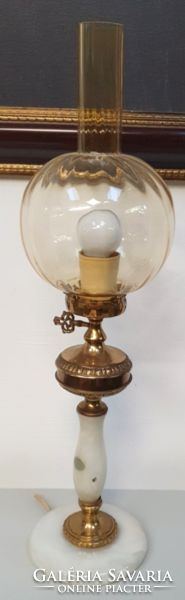 Antik stílusú réz-alabástrom asztali lámpa