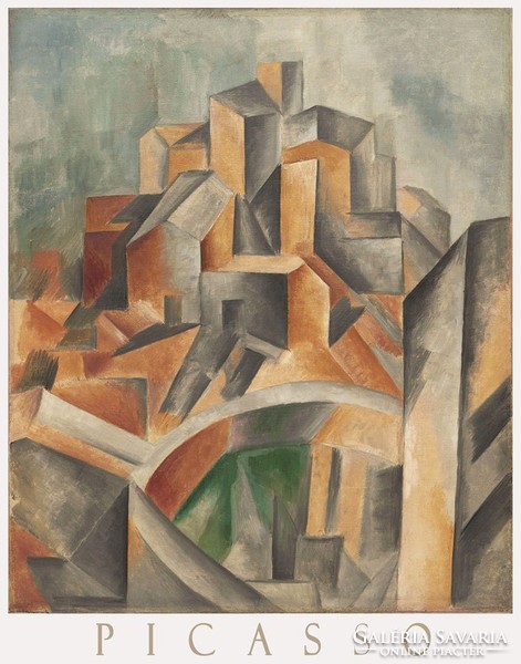 Picasso the reservoir, horta de ebro 1909 cubist avant-garde painting art poster, cityscape