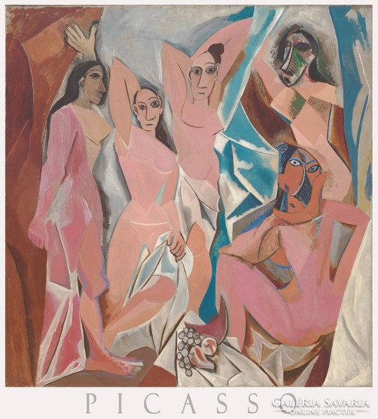 Picasso of Avignon 1907 cubist avant-garde painting art poster, female nudes brothel