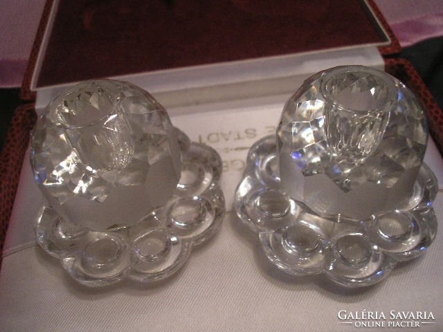 Curio Antique Polygonal Unique Polished Ornate Heavy Candle Holder Pair Rarity Blister Pattern Below